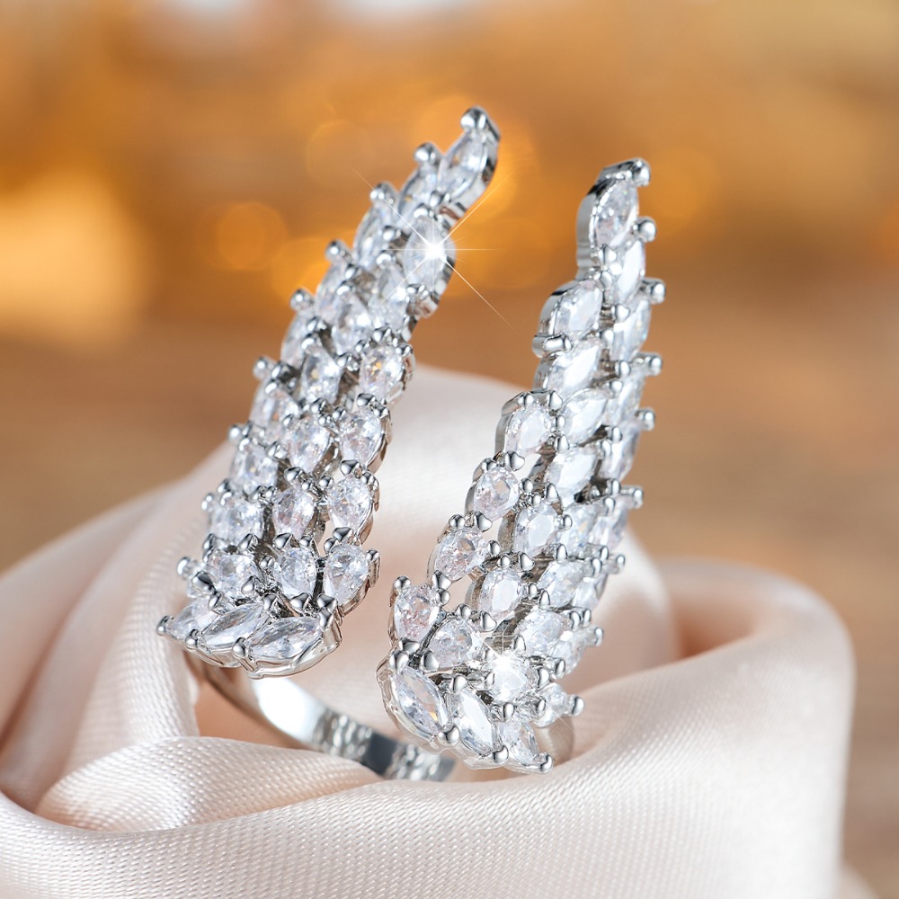 Women's Open Zirconia Exaggerated Ring Inspired by Wings